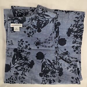 Liz Claiborne Blue Floral Linen / Cotton Blend Sleevless Tank Size XL